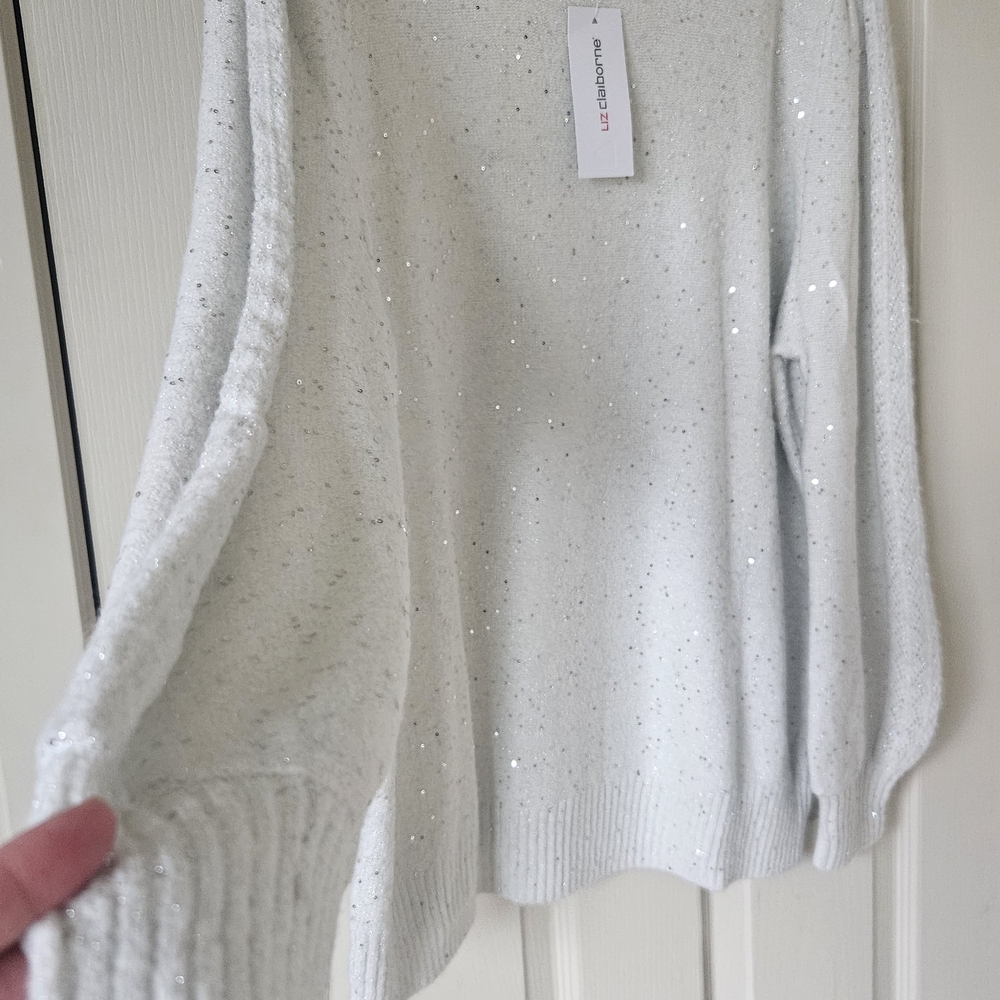 JCPenney White Sweater with Sparkle Accents
